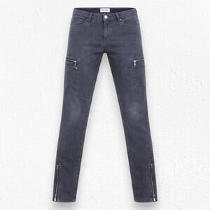 Paige Navy Zip Cargo Skinny Jeans Moto Utility Stretch Denim Pants Size 26